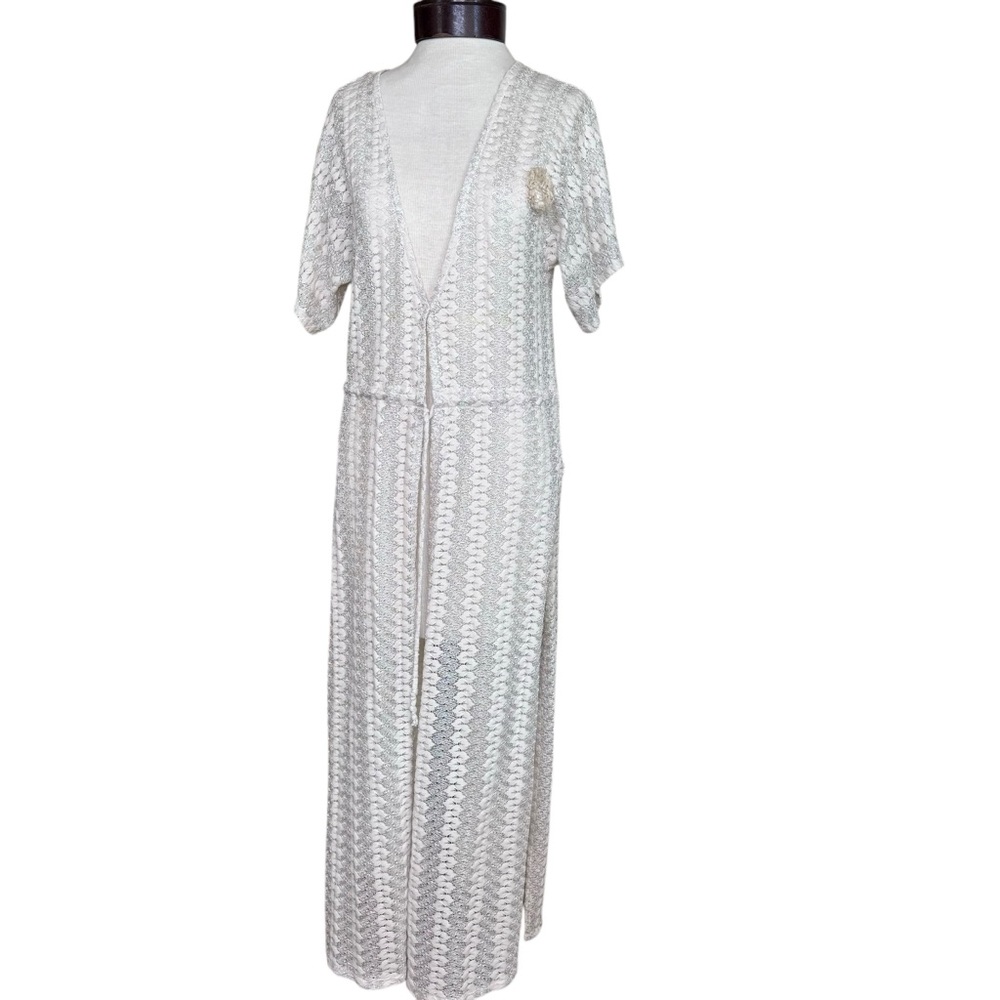Nothing To Wear Off White Lace Draw String Waist Side Slits Duster Small/Medium
